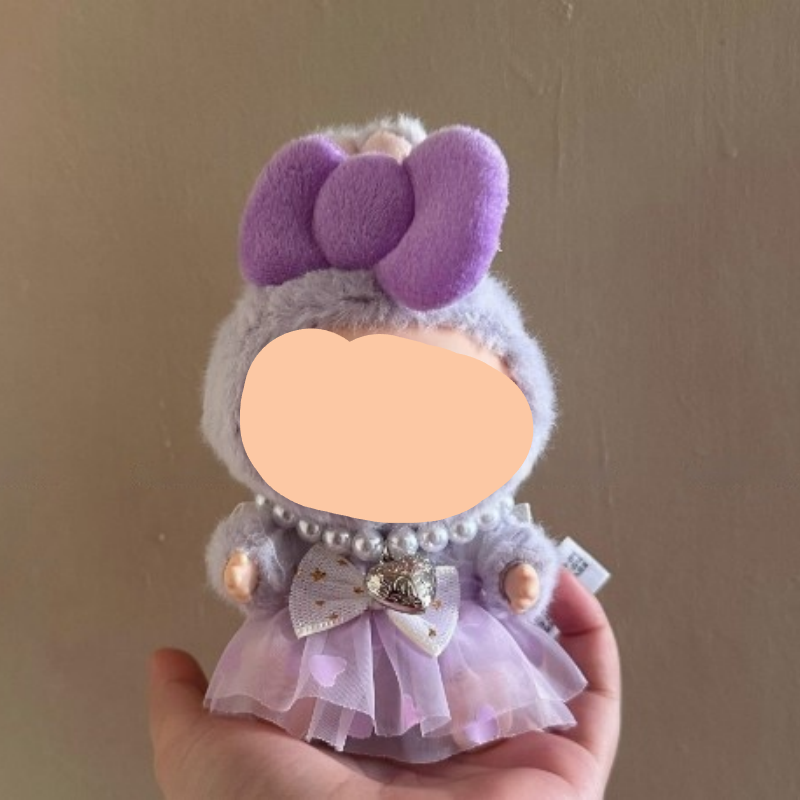 Summer Labubu Outfits Purple Dress + Hairbow Accessories Fashion Labubu Outfit Keychain Labubu Clothing
