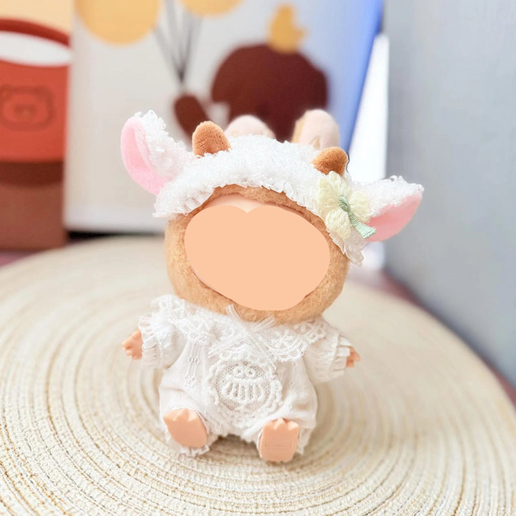 Spring Labubu Clothes White Lamb Bodysuit Girl Labubu Outfits Keychain Labubu Clothing