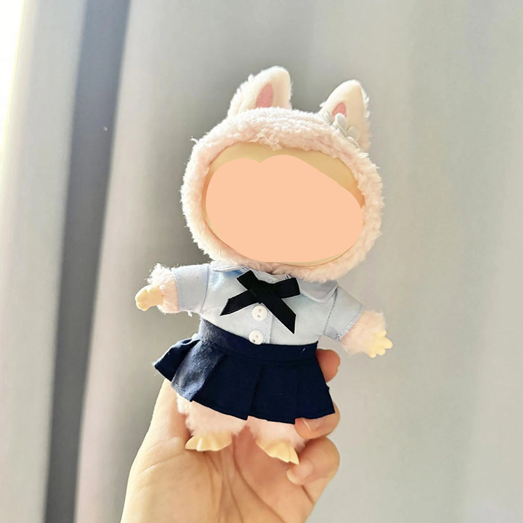 Summer Labubo Clothes Blue Thai student Uniform Girl Labubo Outfits Keychain Labubo Clothing