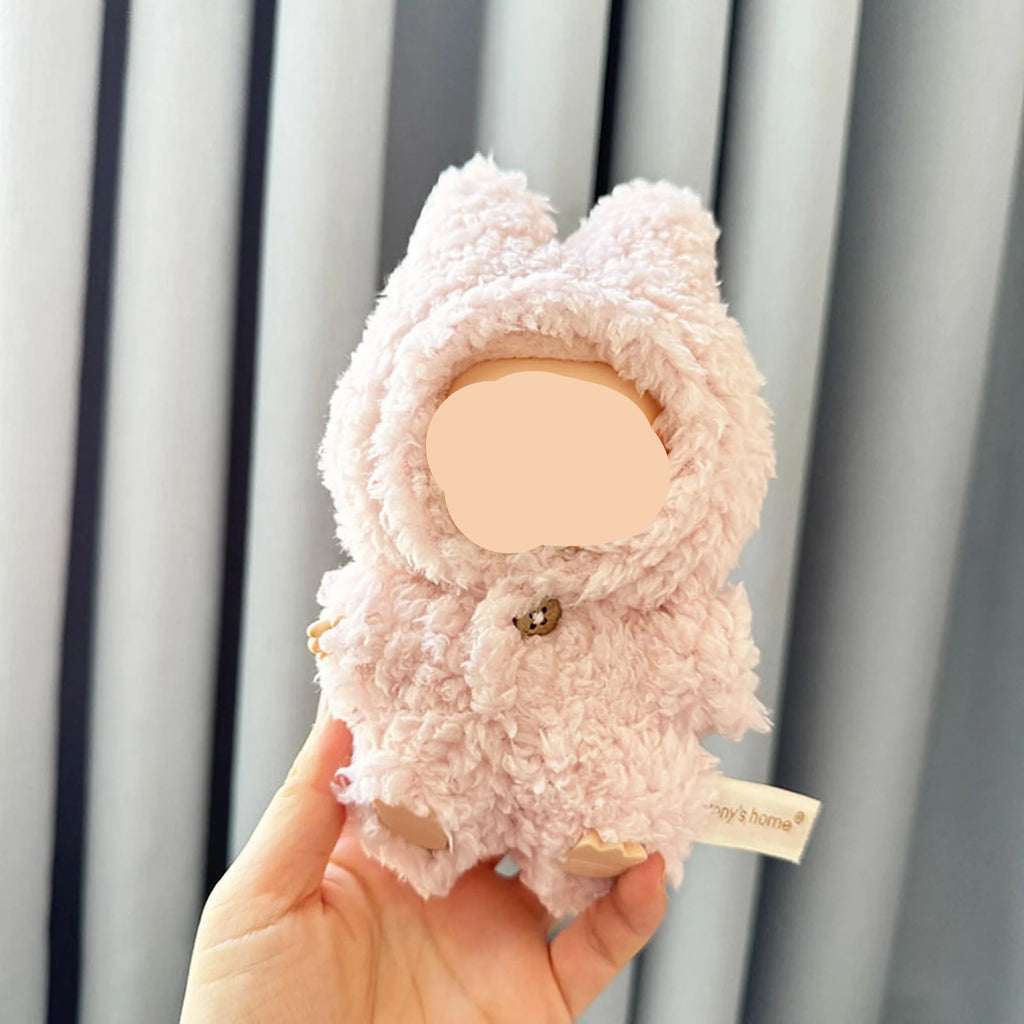 Winter Labubu Clothes Pink Plush jumpsuit Bodysuit Labubu Outfits Keychain Labubu Clothing