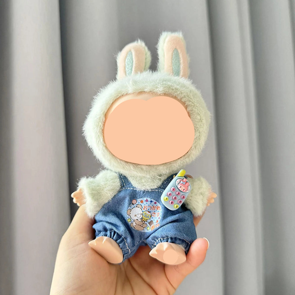 Summer Labubo Clothes Bear Denim Overalls Boy Labubo Outfits Keychain Labubo Clothing