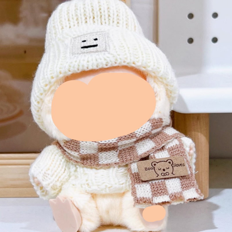 Winter Labubu Outfits White Sweater + Hat Accessories Fashion Keychain Labubu Clothing Labubu Outfit