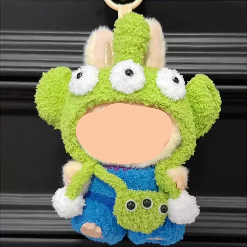 Cute Labubu Outfits Green Three-eyed Alien Suit Accessories Fashion Labubu Outfit Keychain Labubu Clothing