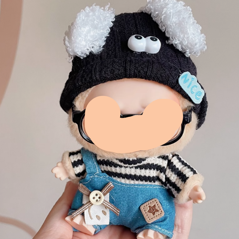Winter Labubu Outfits Blue Overalls + Beanie Accessories Fashion Keychain Labubu Clothing Labubu Outfit