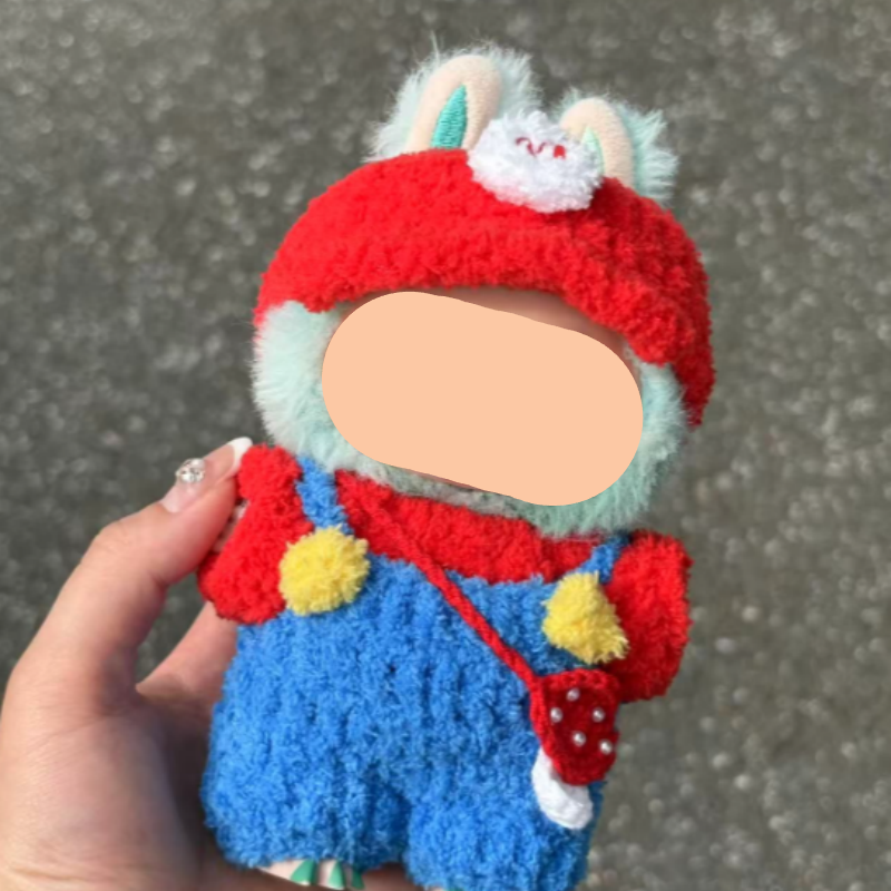 Cos Labubu Outfits Mario Overalls + Hat Accessories Fashion Keychain Labubu Clothing Labubu Outfit - Feltify