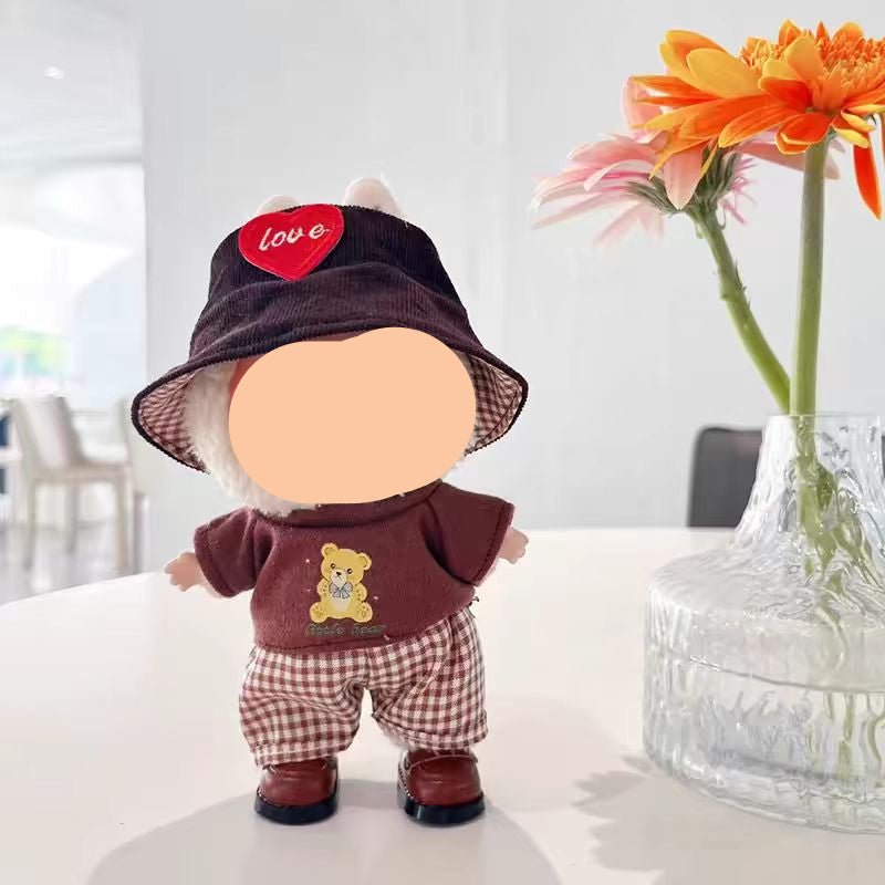 Labubu Outfits Dark Brown Plaided Pants Accessories Fashion Keychain Labubu Clothing Labubu Outfit