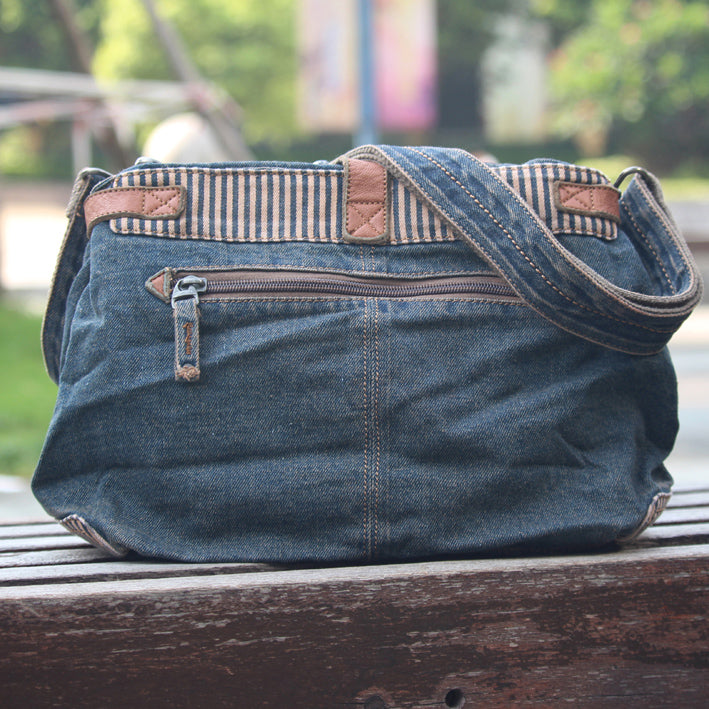 Blue Denim Side Bag Womens Denim Messenger Bag Vintage Denim
