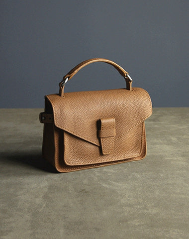 Cute Brown Mini Leather Womens Satchel Handbag Small Satchel  display picture 1