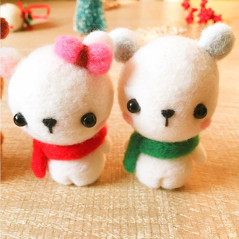 Handmade Needle felted Polar Bear felting kit project Christmas cute for beginners starters