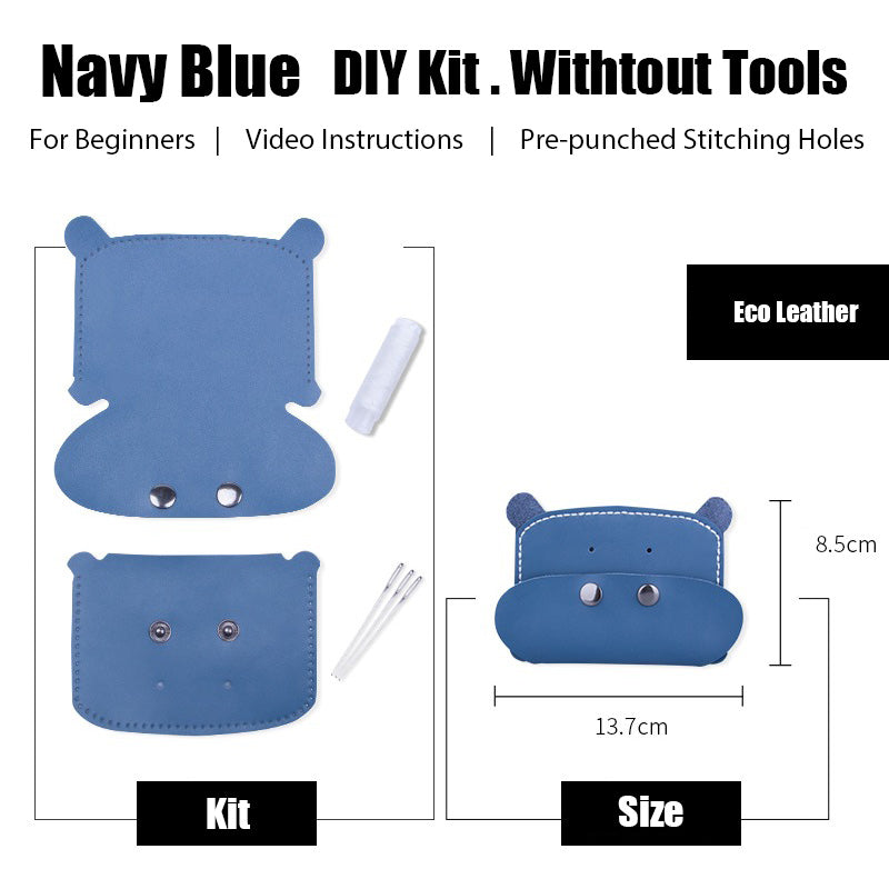 DIY Leather Card Holder Kit DIY Leather Hippo Card Wallet Kit DIY