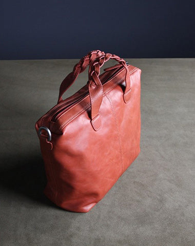 Womens Red Leather Work Handbag Purse Unique Leather Work Shoulder Purse for Ladies