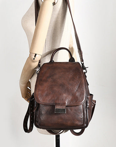 convertible leather school backpack Handmade Backpacks Bag Womens Best Brown Leather Shoulder Purse Rucksack The perfect womans genuine leather backpack purse. Small Genuine Leather Backpack for