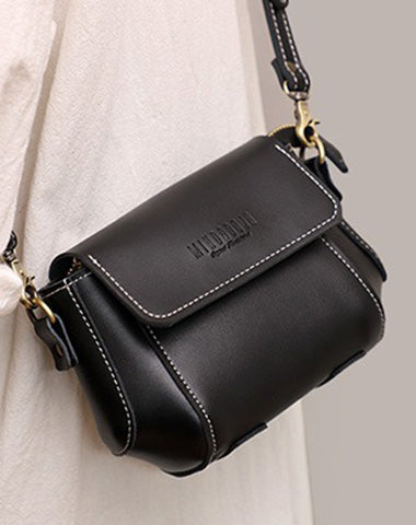 Black LEATHER Small Cute Side Bag WOMEN SHOULDER BAG Small Crossbody P –  Feltify