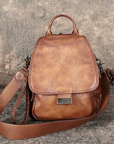 best convertible leather backpack Handmade Convertible Leather Backpacks Bag Womens Best Brown Leather S –  Feltify