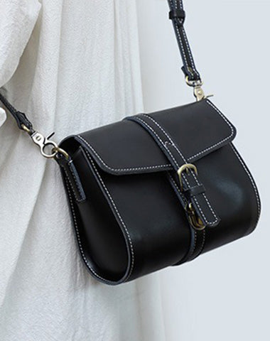 Cute LEATHER Small Side Bag Black WOMEN SHOULDER BAG Small Crossbody P –  Feltify