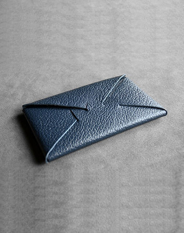 Cute Womens Dark Blue Leather Envelope Wallet Slim Clutch Purse