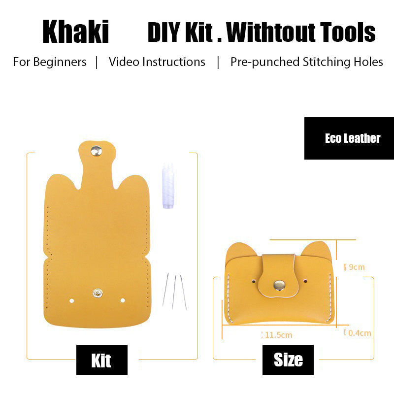 DIY Khaki Leather Card Holder Kits DIY Leather Dogs Card Wallet Kit DIY Leather Projects DIY Leather Kit