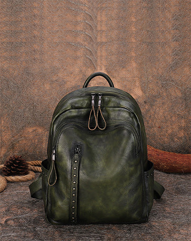 Vintage Leather Backpack Green Brown Brass Hardware 90s Minimalist ESPRIT Vintage 90 main image 3