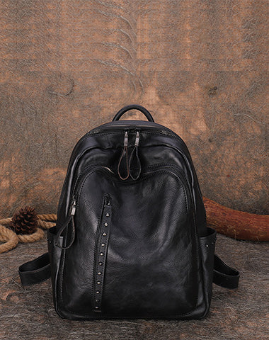 cheap leather backpacks for school Best Leather Rucksack Bag Womens Vintage School Backpacks With Rivet Leather Backpack Purse