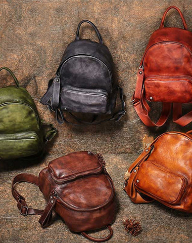 Classic Leather Rucksack Womens Compact Leather Backpack Bag Ladies Ba – Feltify
