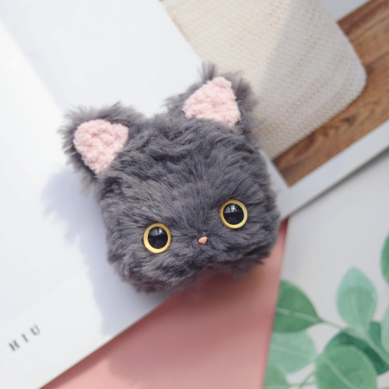 Girl's Cute AirPods 1/2 Cases Hairy Gray Cat Handmade Kawaii AirPods Pro Case Kitten Airpod Case Cover