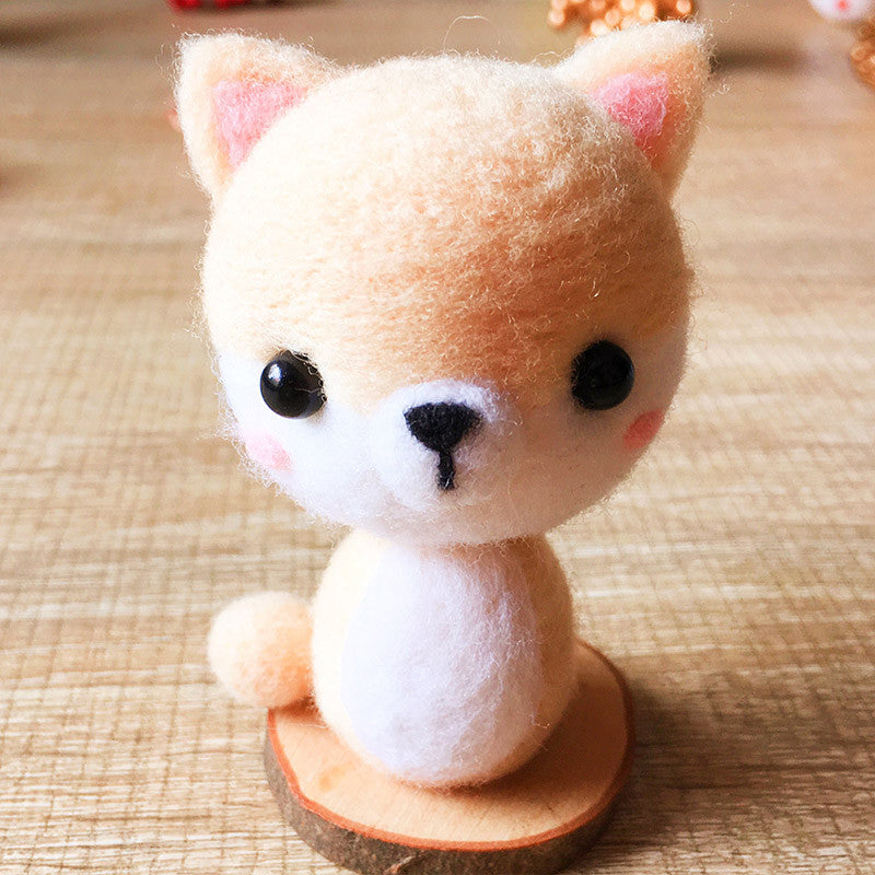 Handmade Needle felted dog felting kit project Animals Akita cute for beginners starters