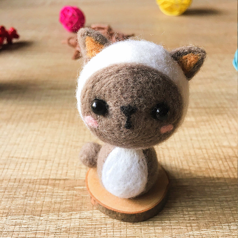 Handmade Needle felted cat felting kit project Animals cat cute for beginners starters