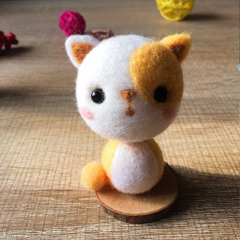 Handmade Needle felted felting cat kit project Animals cute for beginn –  Feltify