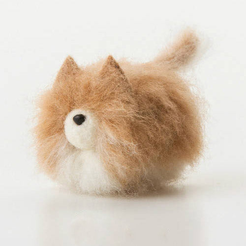 Handmade felted felting project cute animal Pomeranian dogs puppy felted wool doll