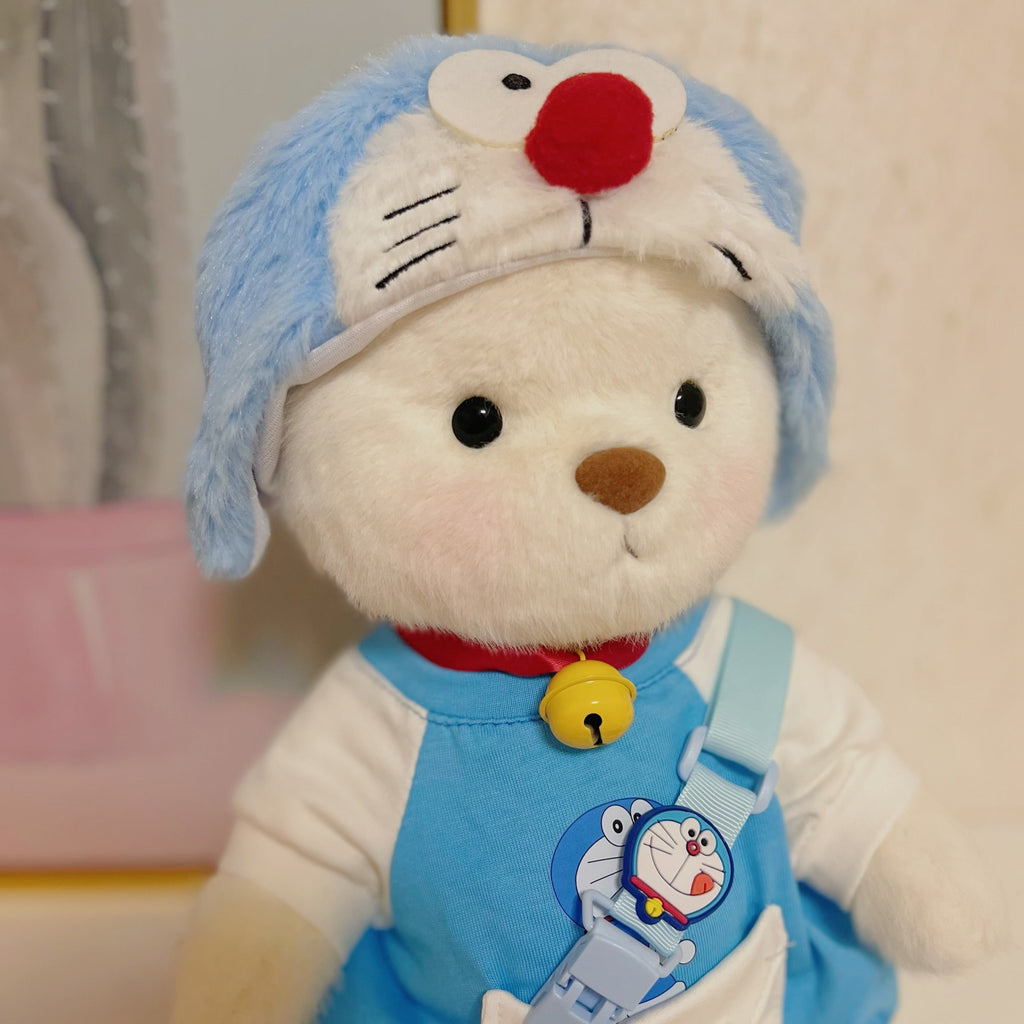 Handmade Cute Teddy Bears With Doraemon Suit Stuffed Bear Toys Valentines Day Decor Gifts for Her / Girlfriend Lover Mom Kids