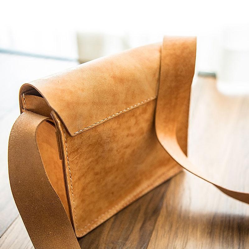 Handmade leather crossbody bag on sale