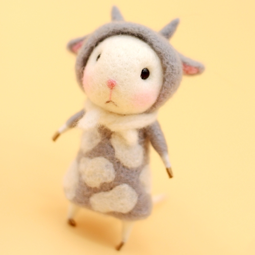 Handmade Needle felted felting project animal constellation cute mouse mice Taurus felted wool doll