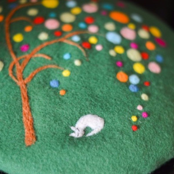 Handmade felted needle felted Green spotted tree wool Hat  display picture 2
