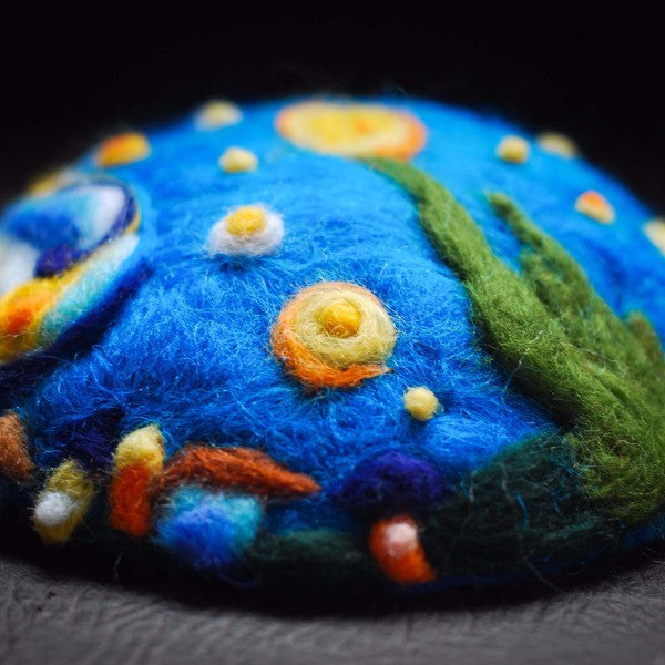 Handmade felted needle felted van Gogh blue The Starry Night  display picture 3