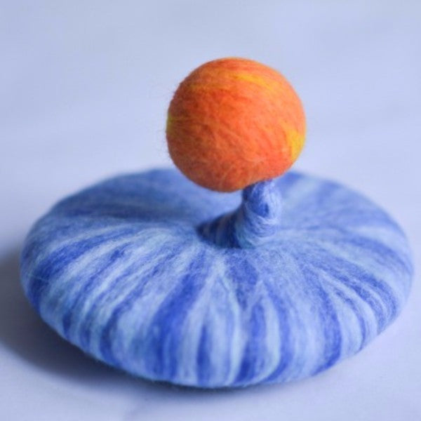 Handmade felted needle felted blue small planet wool hat hair clip hair accessories