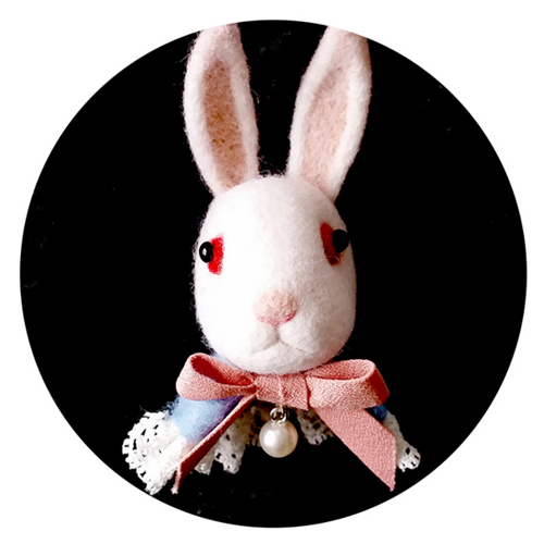 Needle Felted Felting project Animals Bunny Cute Brooch Alice in Wonderland