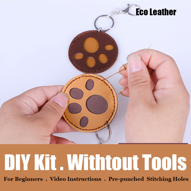 Cute DIY Leather Cat Paw Key Charm Kit DIY Leather Project DIY Paw Leather Womens Bag Charm DIY Kit