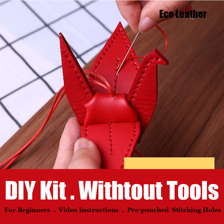 DIY Leather Paper Crane Kit Cute DIY Leather Project DIY Red Leather Paper Crane Charm Kit