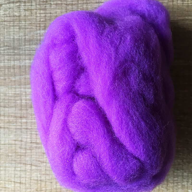 Needle felted wool felting bright purple wool Roving for felting supplies short fabric easy felt