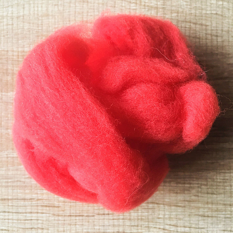 Needle felted wool felting orange red wool Roving for felting supplies short fabric easy felt