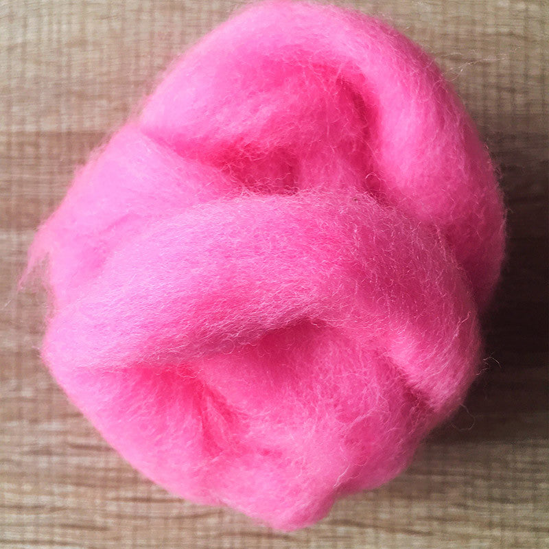 Needle felted wool felting phosphor pink wool Roving for felting supplies short fabric easy felt