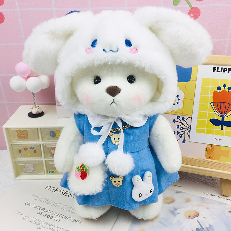 The Best Teddy Bears With Blue Dress Bunny Hat Doll Cos Stuffed Bears Toy Christmas Gifts for Her Girlfriend Mom Kids