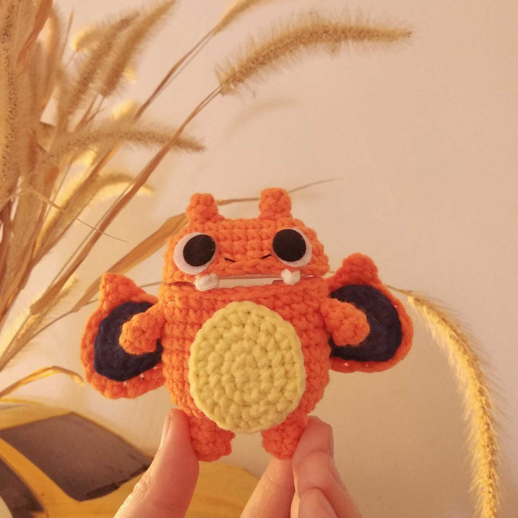 Girl's Cute AirPods 1/2 Cases Little Dragon Handmade Kawaii AirPods Pro Case Orange Airpod Case Cover