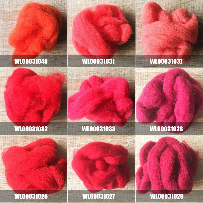 Needle felted supplies wool felting Red wool Roving for felting short fabric