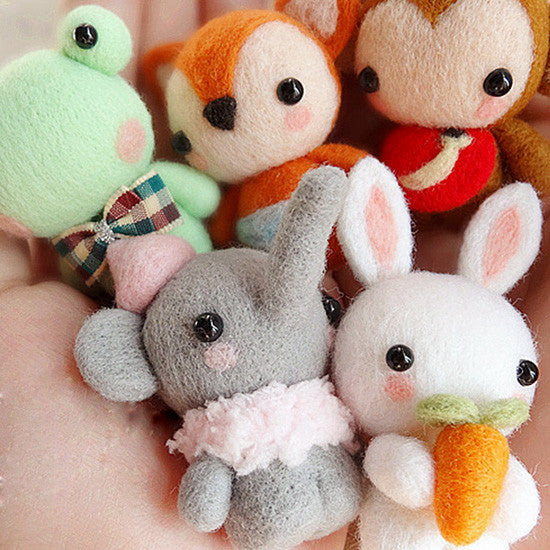 Needle Wool Felted Felting Animals Cute Bunny Fox Craft