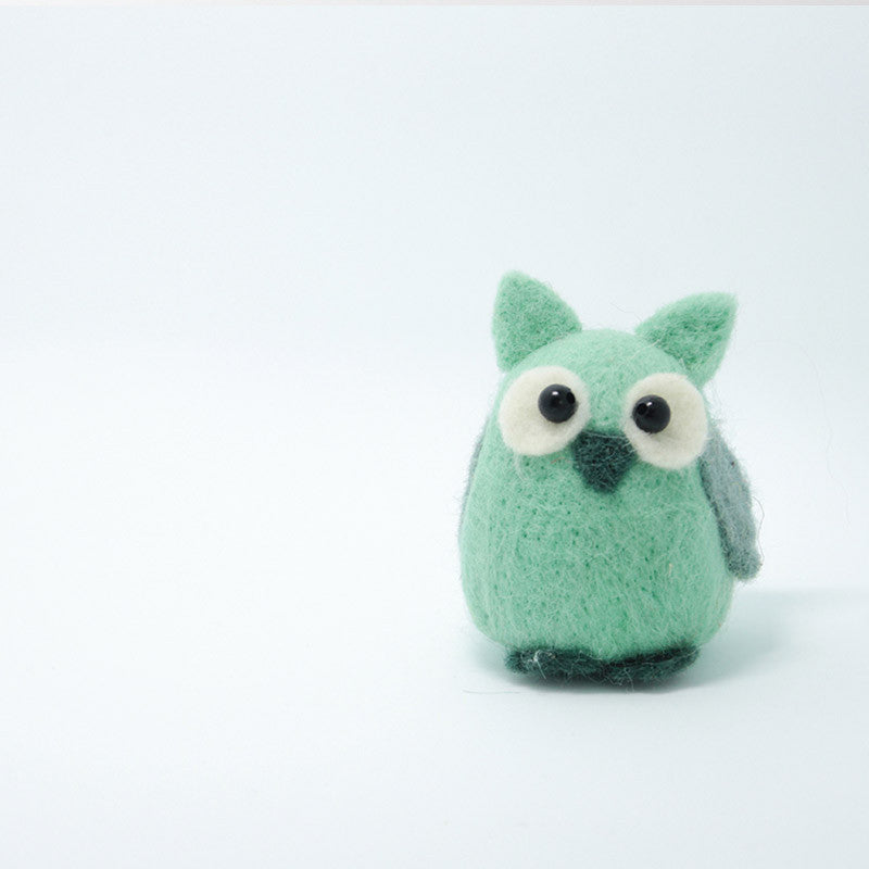 Needle Felted Felting project Animals Owl Green Cute Craft