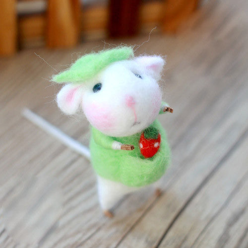 Needle Felted Felting project Animals Cute Green Mice Mouse