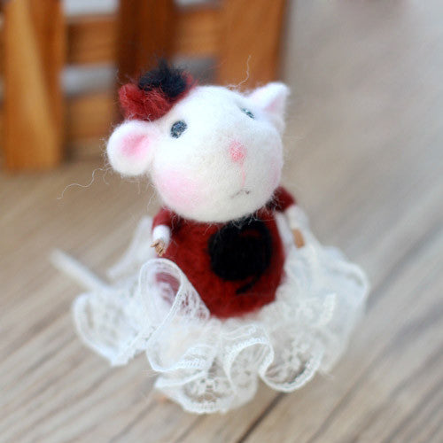 Needle Felted Felting project wool Animals Cute Mouse Lady