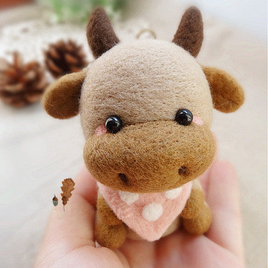 Needle Felted Felting project Wool Animals Brown Cow Cute Craft – Feltify