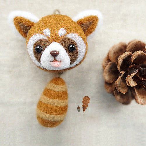 Needle Felted Felting Wool project Animals Raccoon Charm Cute Craft
